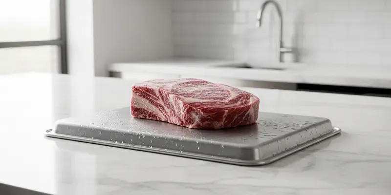 Arrête d'attendre : l'astuce du plateau en aluminium pour décongeler ta viande en un clin d'œil